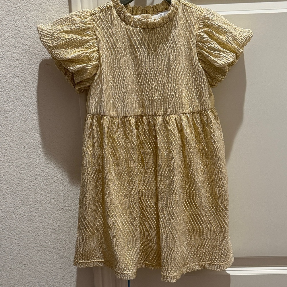 Janie and Jack Gold Textured Kids Dress